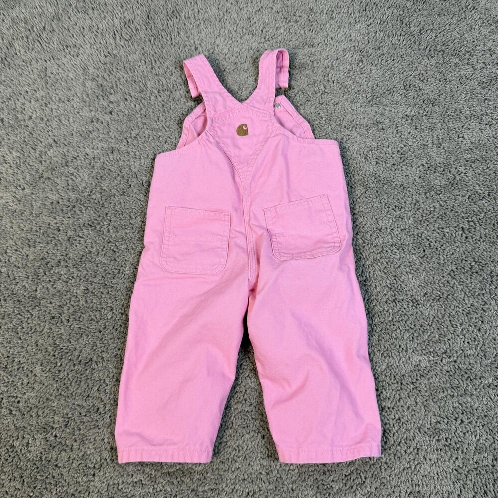 Carhartt Overall Girls 9-12 Months Pink Adjustable Canvas Buckle One-Piece - Picture 6 of 9